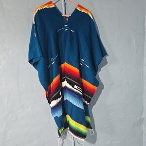 Authentic Handwoven Mexican Serape Poncho